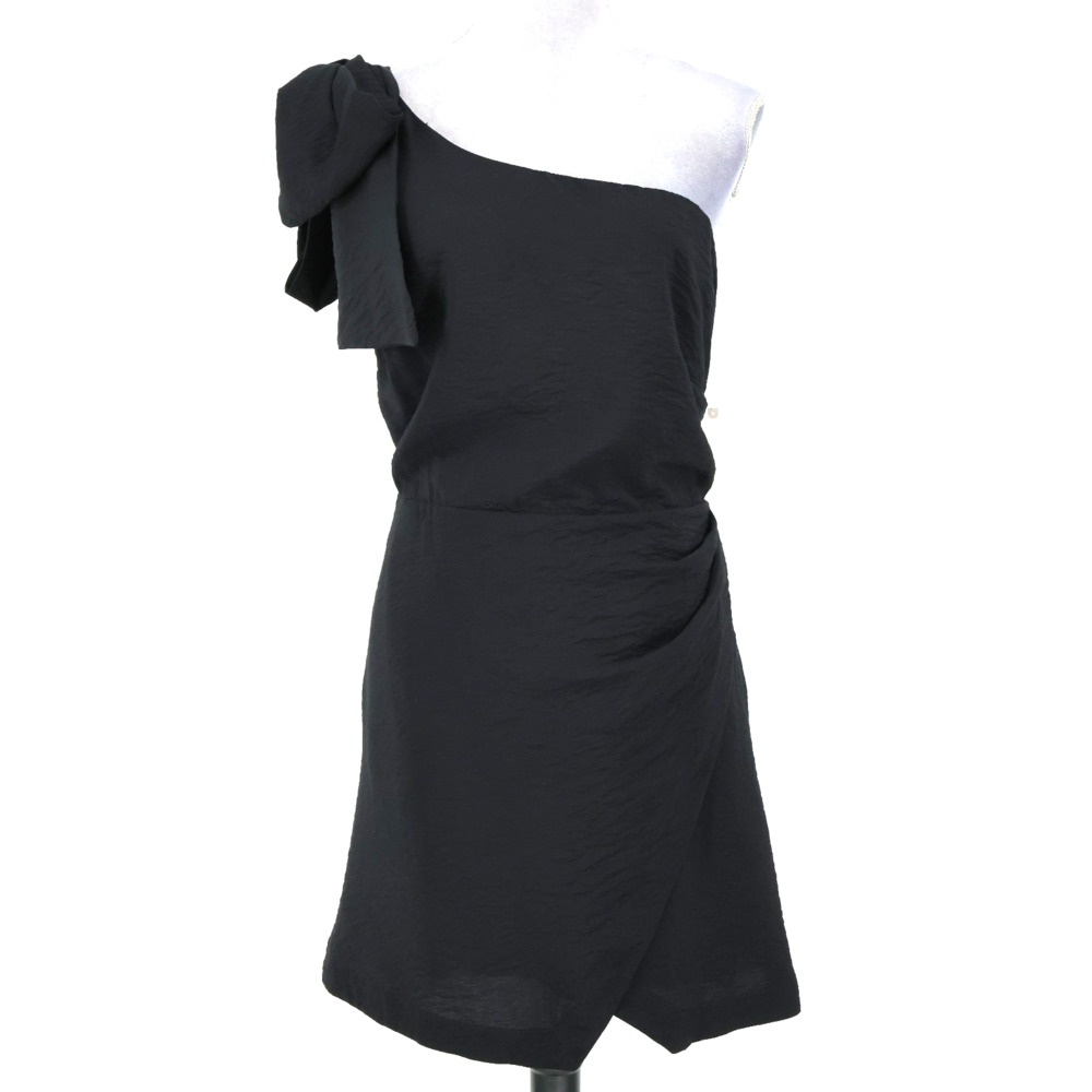 Maeve Anthropologie Dress Womens 16 Black Short One Shoulder Bow Zip Party New